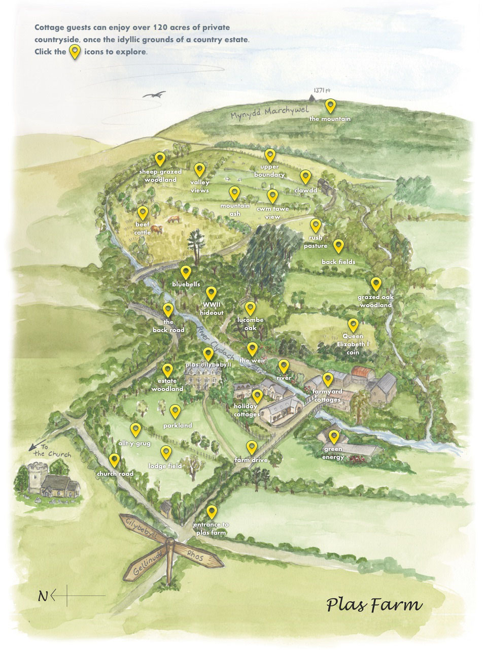 Plas Farm illustrated map